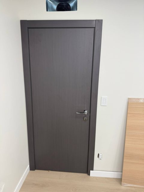 Flush door design with clean frame alignment