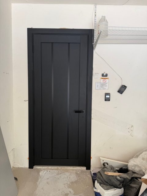 LV-04 black matte door with full frame and matte black hardware