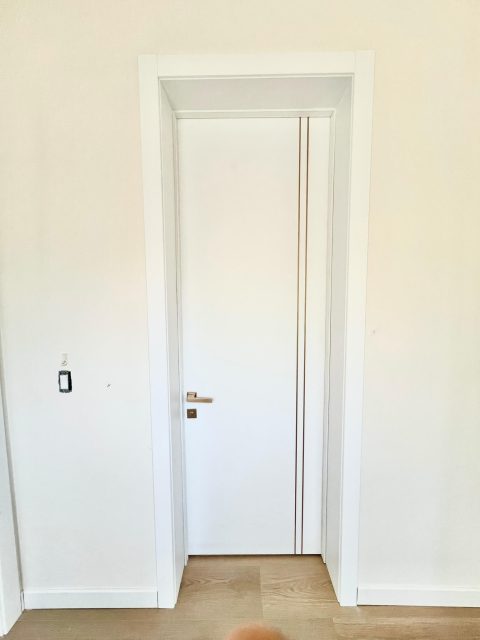 White modern interior door with elegant hardware finish