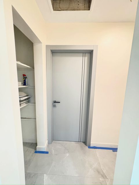 Minimalist flush door design with modern trim